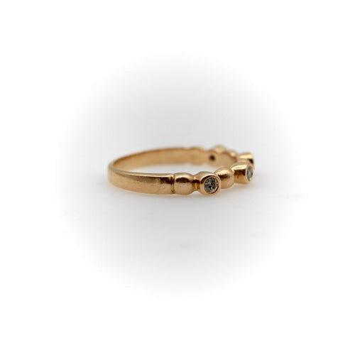 Bague 53 Bague vintage motif bulles en or rose 14k et diamants 58 Facettes