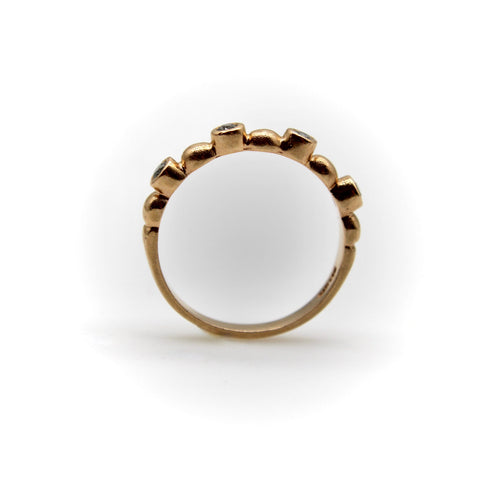 Bague 53 Bague vintage motif bulles en or rose 14k et diamants 58 Facettes