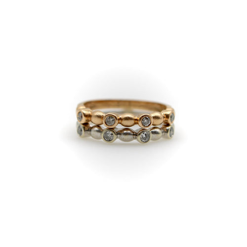 Bague 53 Bague vintage motif bulles en or rose 14k et diamants 58 Facettes