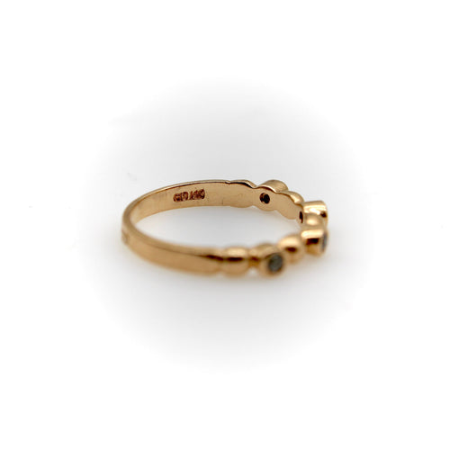 Bague 53 Bague vintage motif bulles en or rose 14k et diamants 58 Facettes
