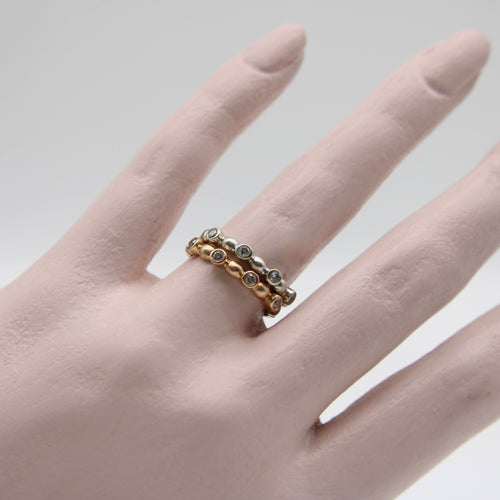 Bague 53 Bague vintage motif bulles en or rose 14k et diamants 58 Facettes