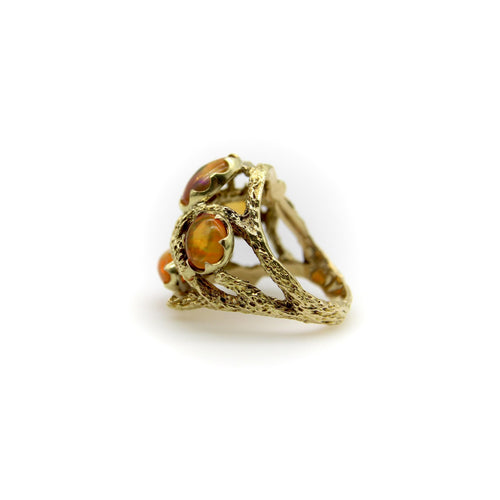 Bague 54 Bague briar patch en or jaune 14k et opales de feu 58 Facettes A1001J