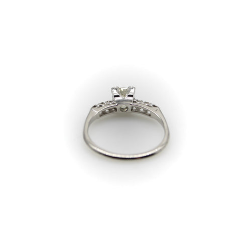 Bague 52 Art déco - Bague de fiançailles en or blanc 14k avec diamants taille ancienne 58 Facettes