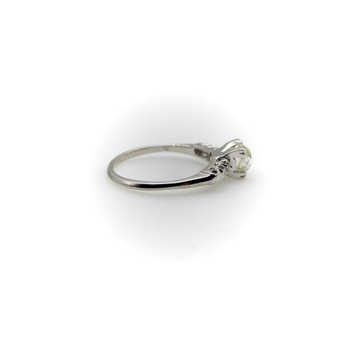 Bague 52 Art déco - Bague de fiançailles en or blanc 14k avec diamants taille ancienne 58 Facettes