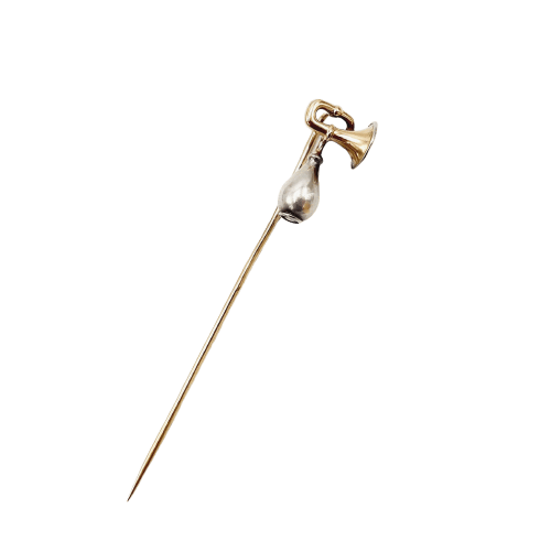Épingle à cravate victorienne - Corne de vélo en or 14 carats 58 Facettes