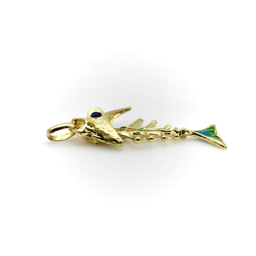 Pendentif UnoAErre - Pendentif poisson articulé en or 18 carats et émail 58 Facettes A20078