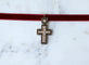 Pendentif Croix ancienne - Pendentif en or jaune 18 ct, argent, diamants et émail noir 58 Facettes