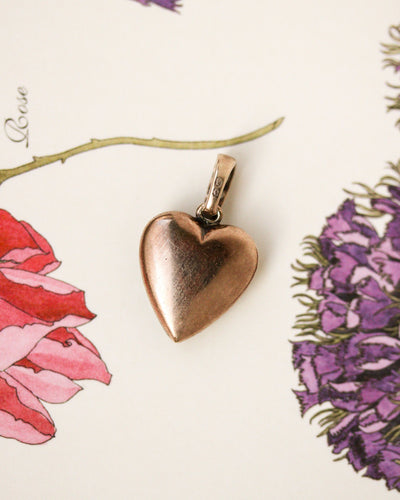 Pendentif Pendentif ancien cœur en or rose et argent pavé de diamants 58 Facettes A12014-A