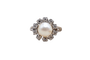 Bague 47.5 Bague circulaire perle et diamants en or blanc 18 carats 58 Facettes 3879