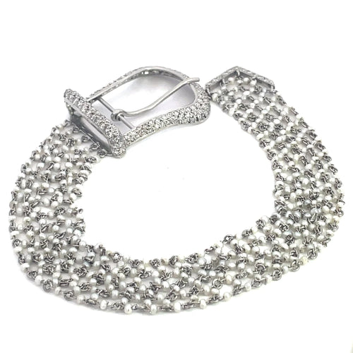 Bracelet Bracelet boucle Art déco en platine, perles et diamants 58 Facettes UN0056