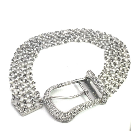 Bracelet Bracelet boucle Art déco en platine, perles et diamants 58 Facettes UN0056