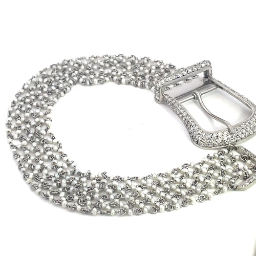 Bracelet Bracelet boucle Art déco en platine, perles et diamants 58 Facettes UN0056