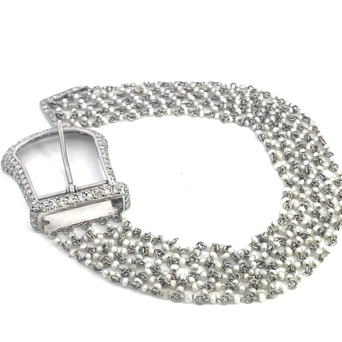 Bracelet Bracelet boucle Art déco en platine, perles et diamants 58 Facettes UN0056