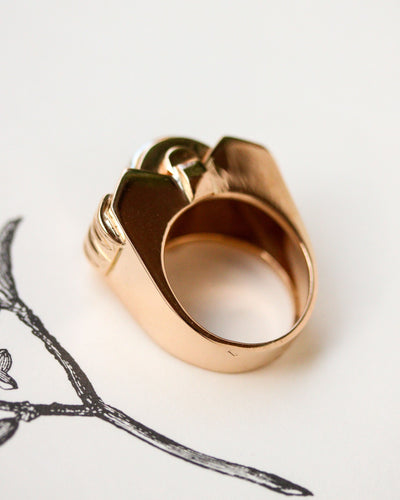 Bague 57 Bague Tank 1940 en or jaune 750 et diamants 58 Facettes A11970