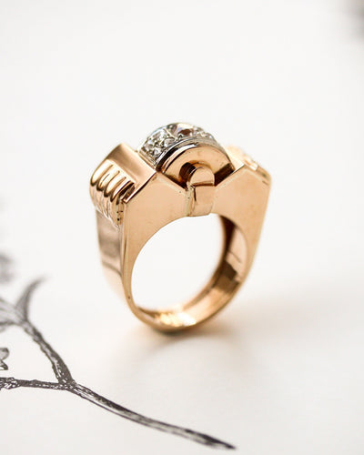 Bague 57 Bague Tank 1940 en or jaune 750 et diamants 58 Facettes A11970