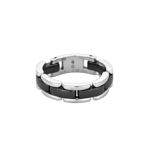 Bague 65 Chanel Ultra - Bague homme en or blanc 18 carats et céramique noire 58 Facettes BO/250020