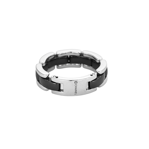 Bague 65 Chanel Ultra - Bague homme en or blanc 18 carats et céramique noire 58 Facettes BO/250020
