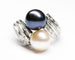 Bague 52 Bague toi et moi en platine avec perles et diamants baguette 58 Facettes A12039