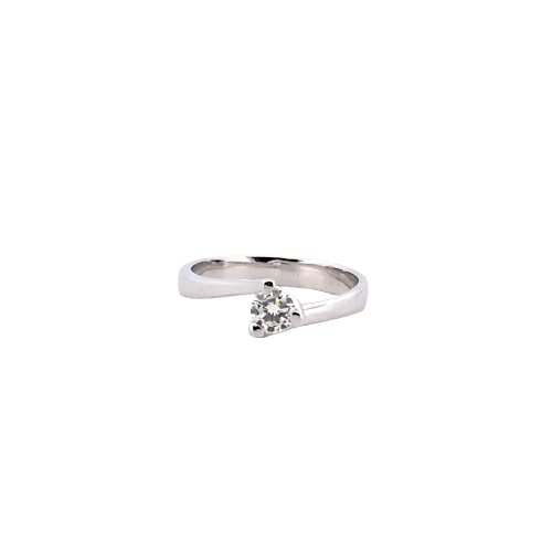Bague 60 Bague solitaire en or blanc 18 ct avec diamant 0,40 ct 58 Facettes