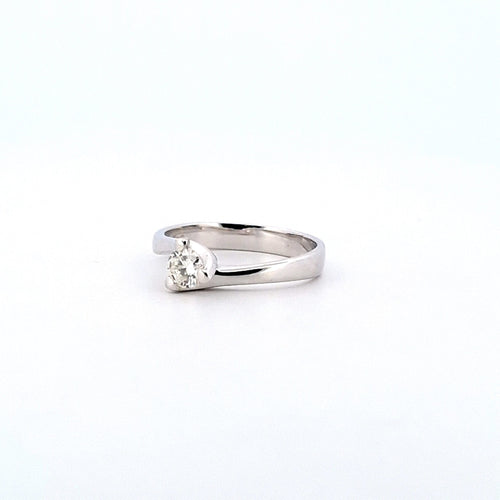 Bague 60 Bague solitaire en or blanc 18 ct avec diamant 0,40 ct 58 Facettes