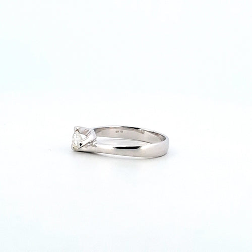 Bague 60 Bague solitaire en or blanc 18 ct avec diamant 0,40 ct 58 Facettes