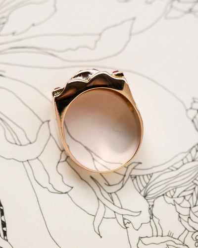 Bague 60 Bague tank en or rose 18 carats et rubis Verneuil 58 Facettes A12009