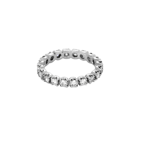 Bague 49 Alliance américaine - Bague en or blanc 18K et diamants 58 Facettes BO/250071