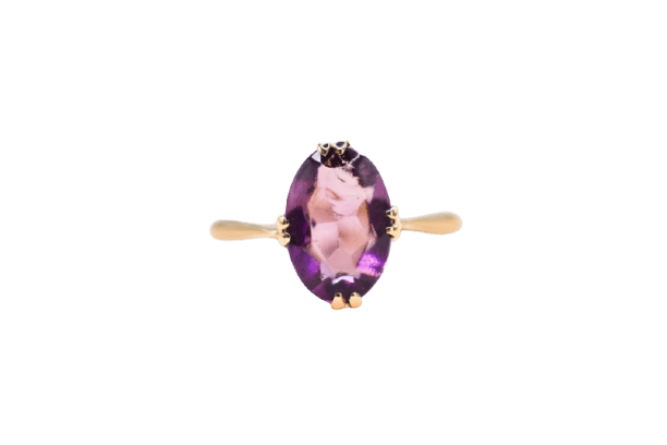 Bague 56 Bague solitaire en or jaune 18 carats sertie d’une améthyste 58 Facettes 3900