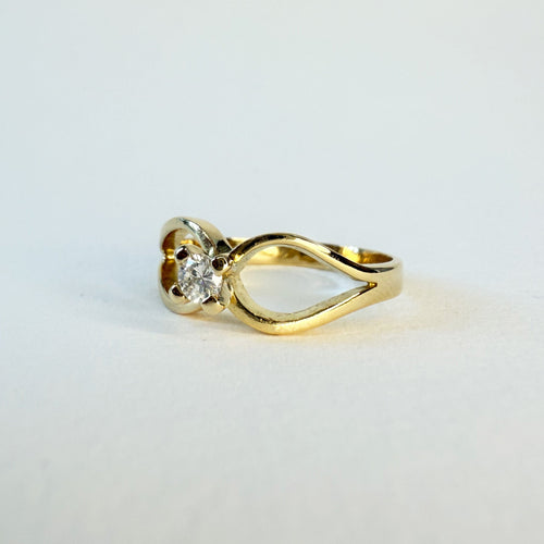 Bague 52 Bague solitaire n° 42 en or jaune 18 carats et diamant 58 Facettes