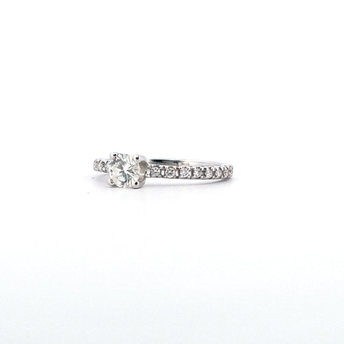 Bague 55 Solitario - Bague en or blanc 18 ct et diamants 58 Facettes