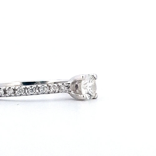 Bague 55 Solitario - Bague en or blanc 18 ct et diamants 58 Facettes