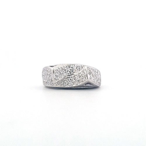 Bague 54 Bague satinée en or blanc 18 kt avec diamants taille brillant 58 Facettes