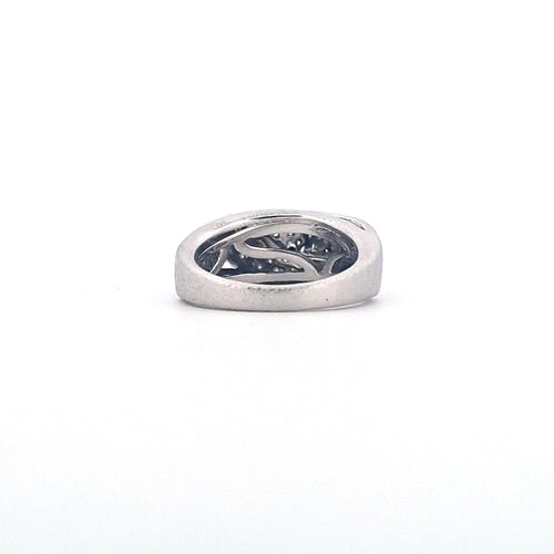 Bague 54 Bague satinée en or blanc 18 kt avec diamants taille brillant 58 Facettes