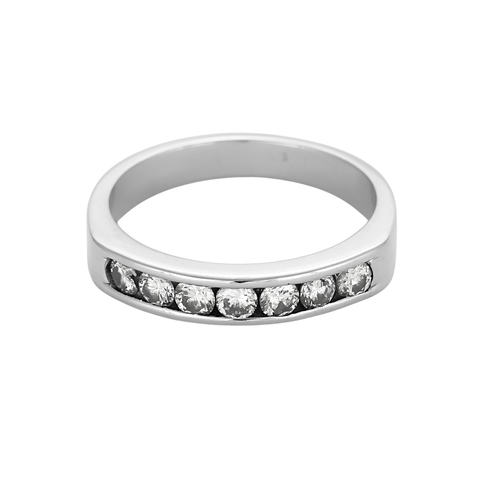 Bague 53 Alliance demi-tour - Bague en or blanc 18 carats et diamants 58 Facettes BO/250073