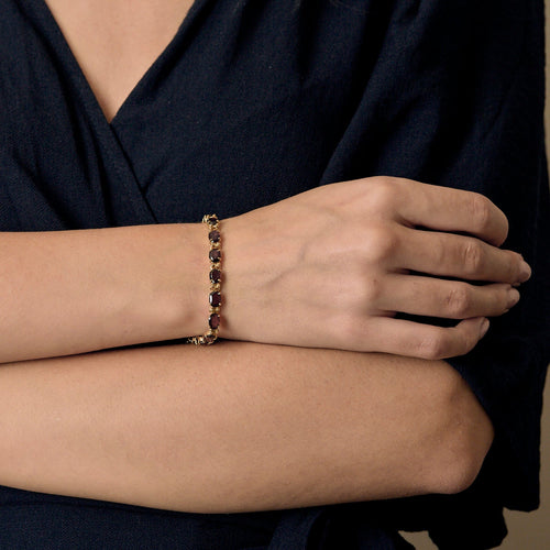 Bracelet Bracelet ligne en or jaune 18 carats et grenats 58 Facettes BO/250055