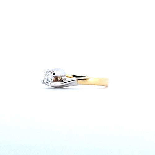 Bague 52 Bague solitaire bicolore - Diamant 0,23 ct en or 18 K 58 Facettes