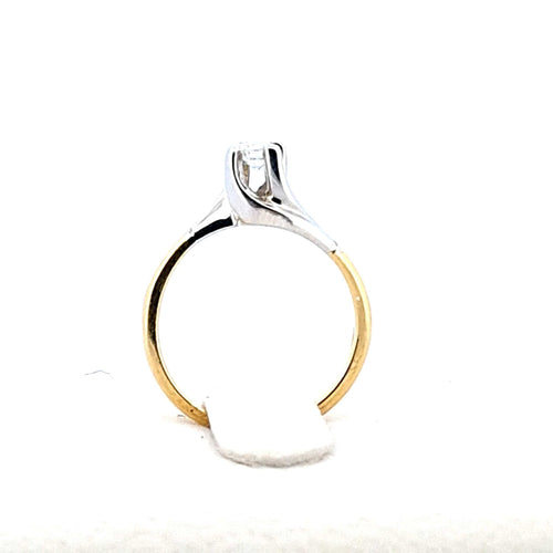 Bague 52 Bague solitaire bicolore - Diamant 0,23 ct en or 18 K 58 Facettes