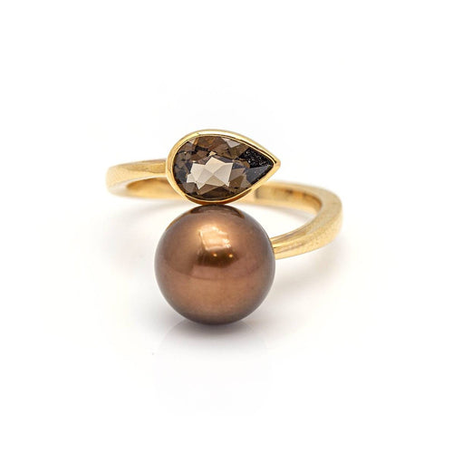 Bague FUMME - Bague en or rose 18 kt et quartz fumé 58 Facettes UKD359660LF