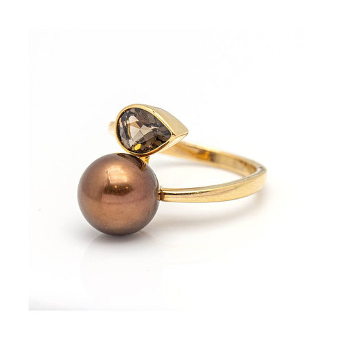 Bague FUMME - Bague en or rose 18 kt et quartz fumé 58 Facettes UKD359660LF