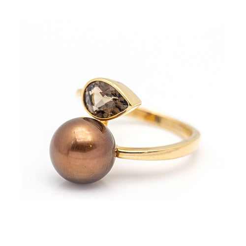 Bague FUMME - Bague en or rose 18 kt et quartz fumé 58 Facettes UKD359660LF