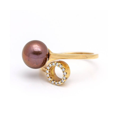 Bague ORÊ - Bague en or rose 18 kt avec diamants et perle 58 Facettes UKD359699LF