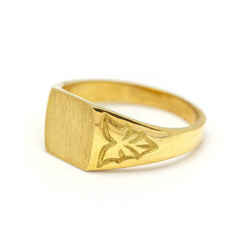 Bague Bague chevalière carrée en or jaune 18 kt 58 Facettes UKD359736LF