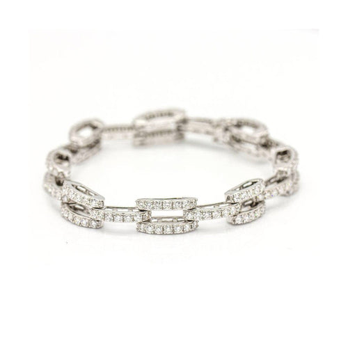 Bracelet CLASS - Bracelet maillons en or blanc 18 kt et diamants 58 Facettes UKD359742LF