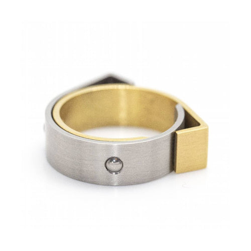 Bague Carl Dau Geometry - Bague en or jaune et acier 58 Facettes UKD359995JC
