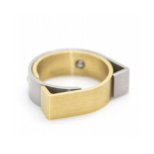 Bague Carl Dau Geometry - Bague en or jaune et acier 58 Facettes UKD359995JC