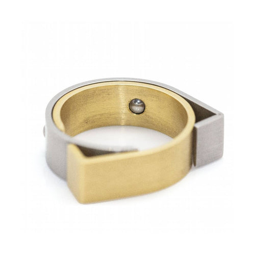 Bague Carl Dau Geometry - Bague en or jaune et acier 58 Facettes UKD359995JC