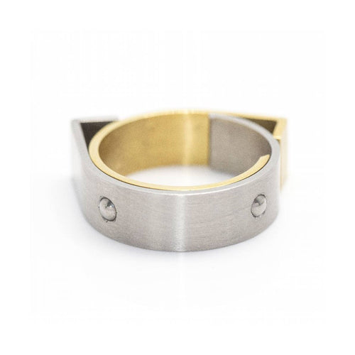 Bague Carl Dau Geometry - Bague en or jaune et acier 58 Facettes UKD359995JC