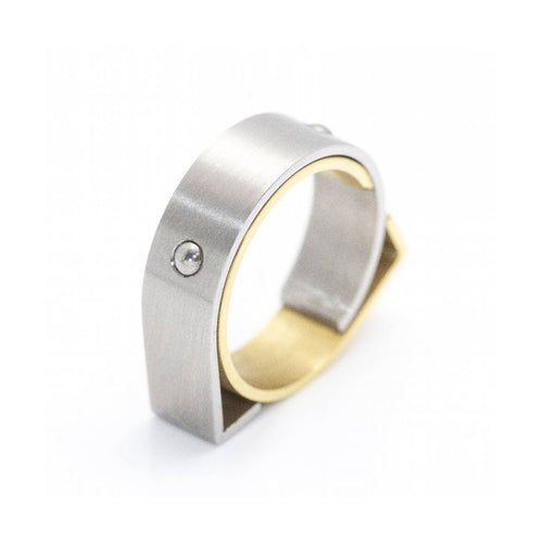 Bague Carl Dau Geometry - Bague en or jaune et acier 58 Facettes UKD359995JC