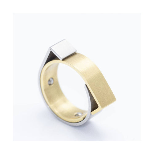 Bague Carl Dau Geometry - Bague en or jaune et acier 58 Facettes UKD359995JC
