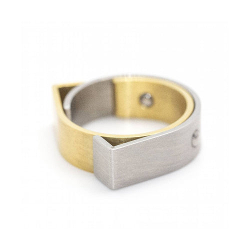 Bague Carl Dau Geometry - Bague en or jaune et acier 58 Facettes UKD359995JC
